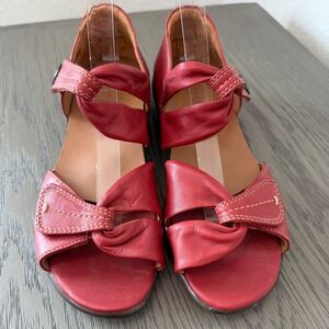 Ziera Sol Red Leather Knotted Strap Mary Jane Comfort Sandals Womens 38 W